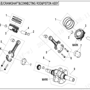 crankshaft, connecting rod and piston