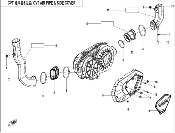 CVT air pipe & side cover