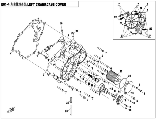 Left crankcase cover cforce 625