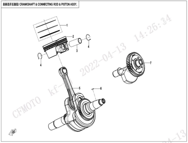crankshaft & piston CFORCE 625