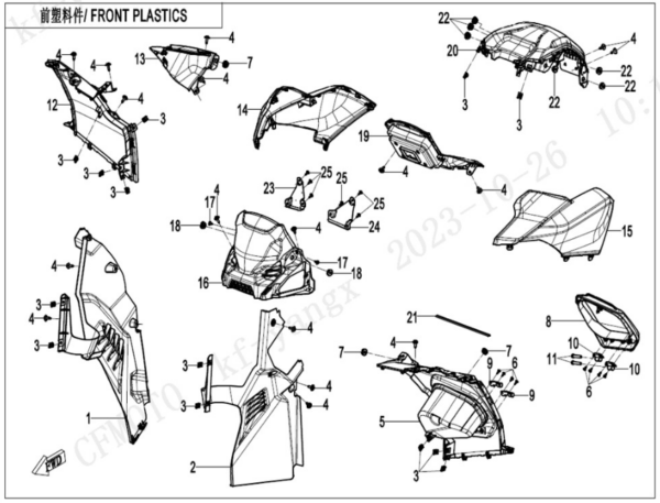 Front plastics 2 cforce 850