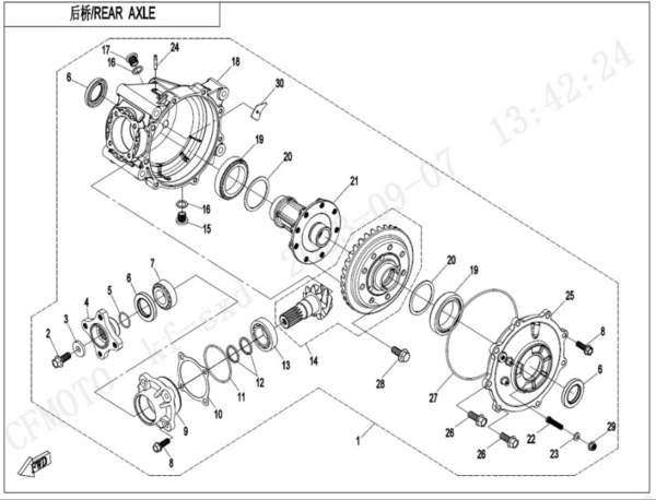 Rear axle differntial CFORCE 850