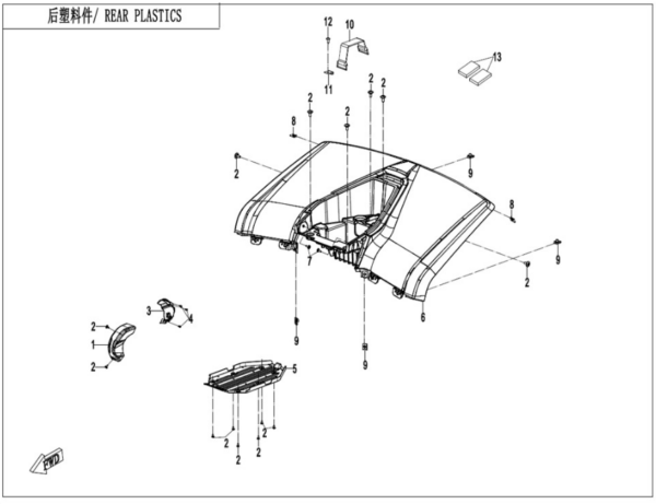 rear plastics cforce 110 ev