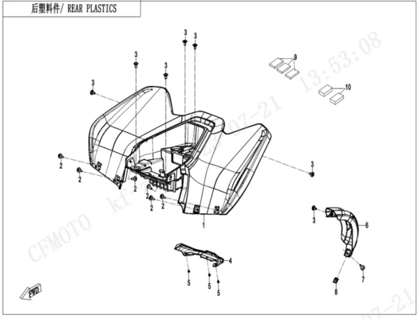 rear plastics cforce 110