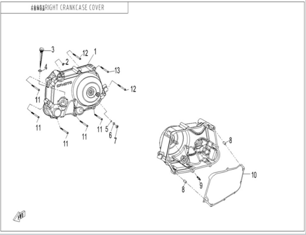 Right crankcase cover cforce 110