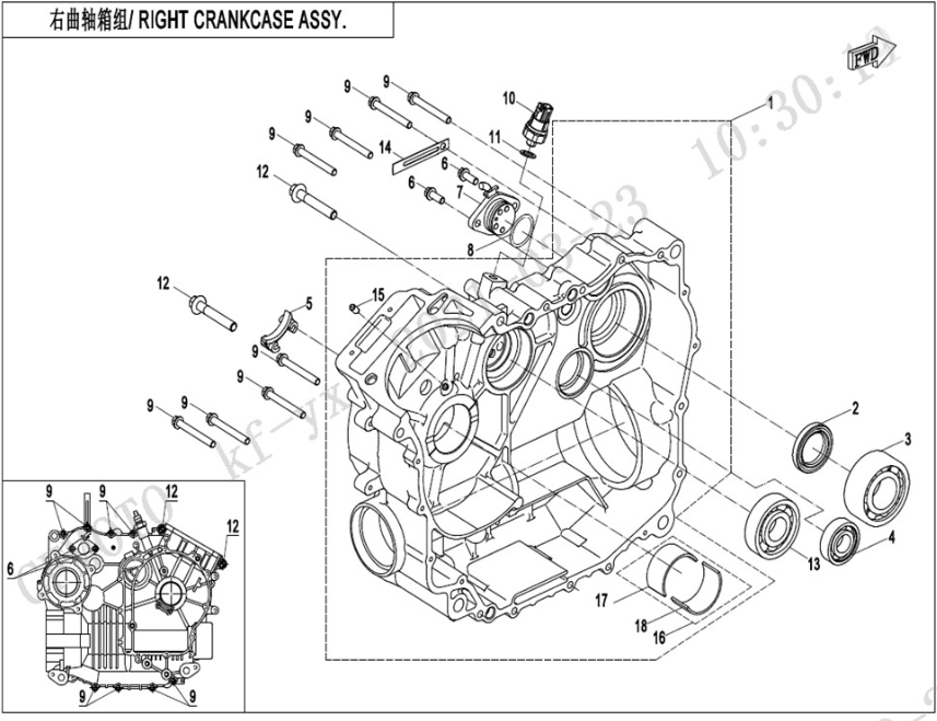 Right crankcase uforce 600